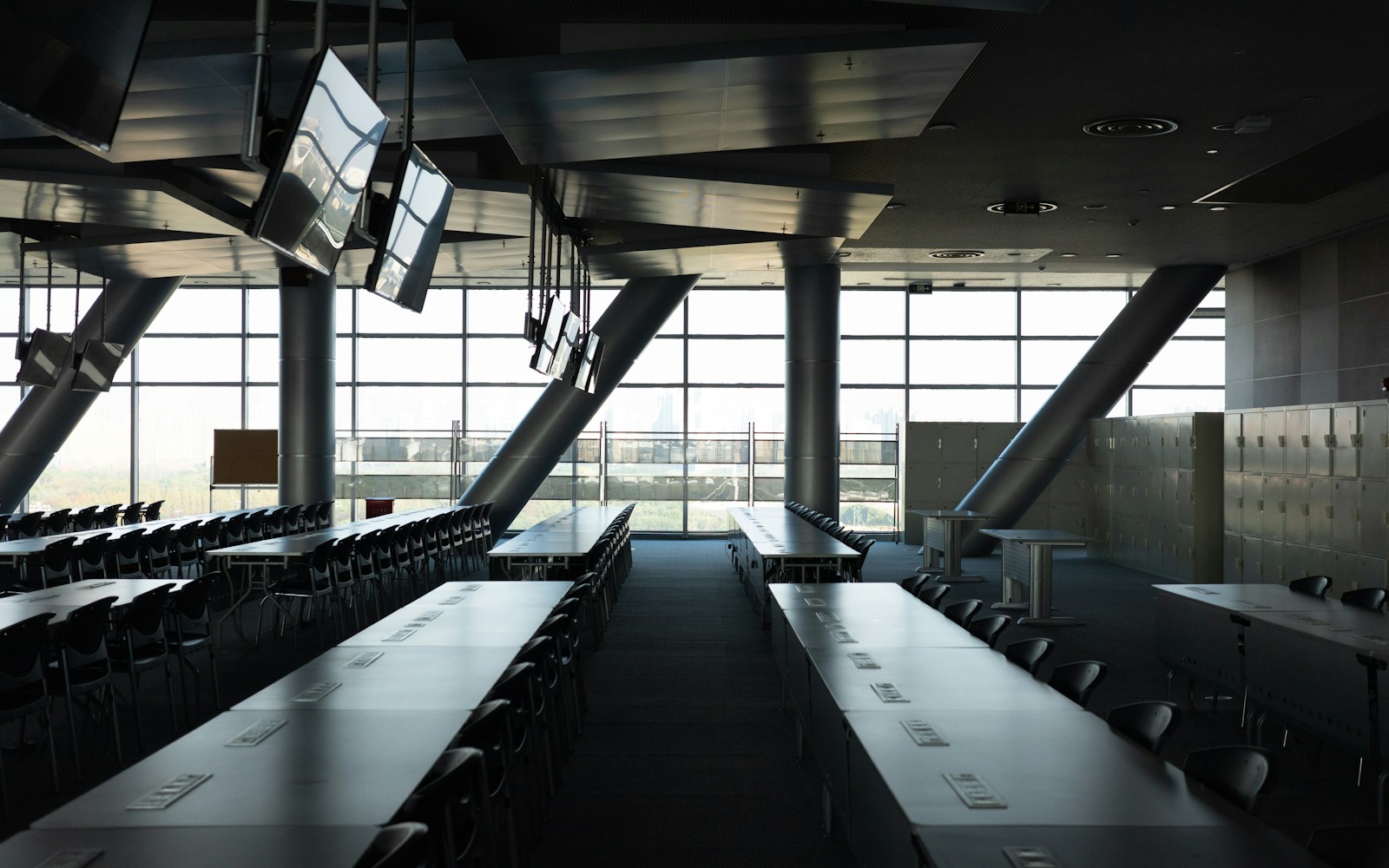 Empty project review room prepared for a structured facility vendor evaluation.
