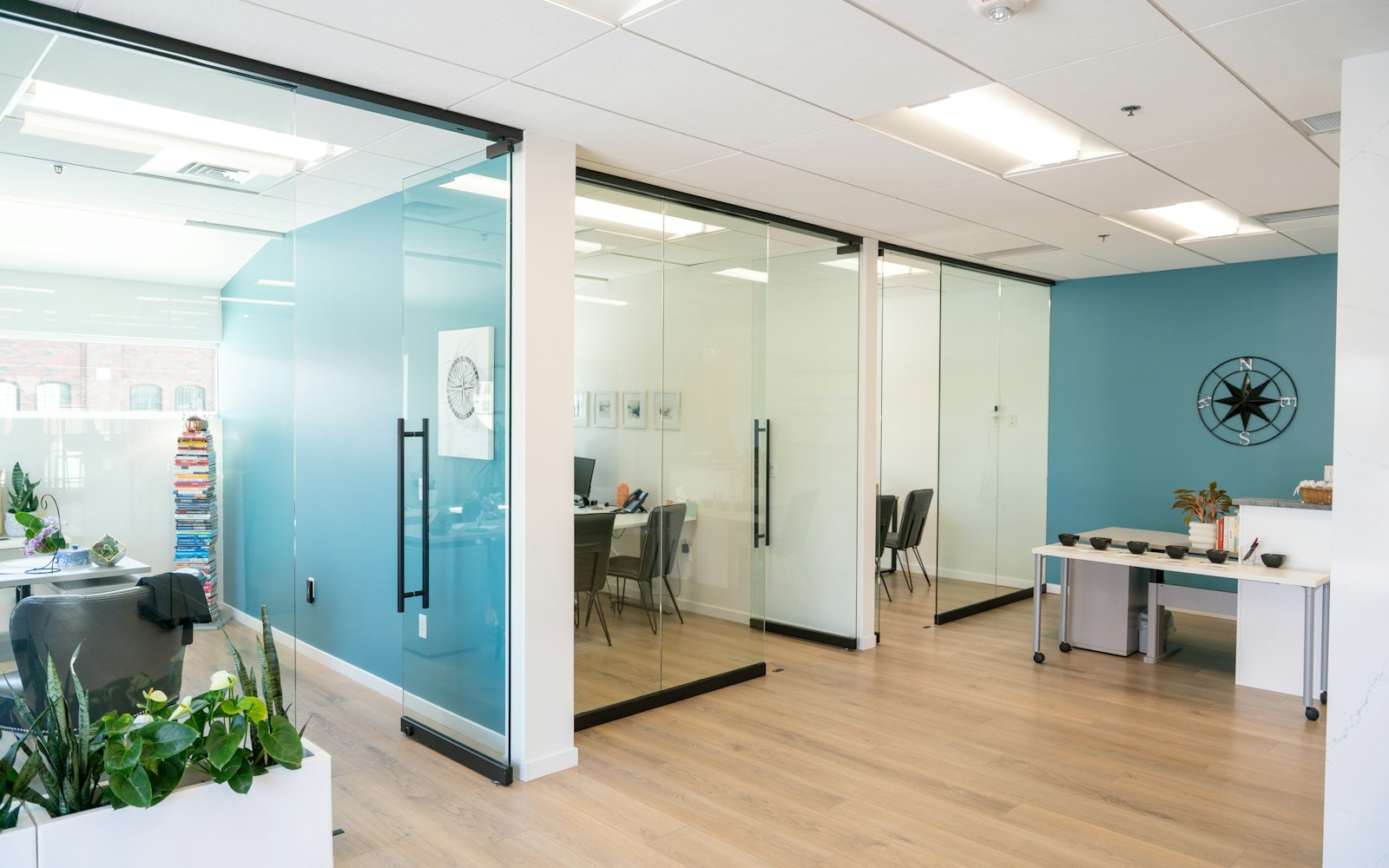 Organized office operations corridor illustrating consistent service oversight.