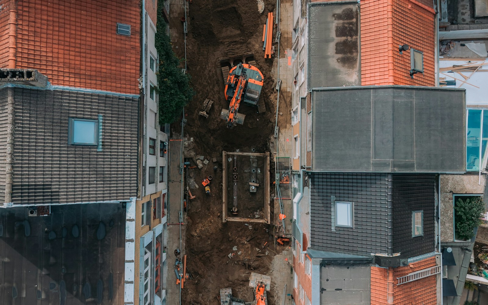 Aerial view of a large Northern Virginia commercial development project in progress.